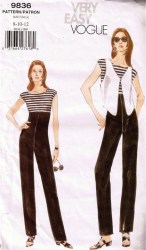 9836 EZ VOGUE BUTTON VEST, STRETCH EMPIRE JUMPSUIT PATTERN 8-12 or 14-18 choice uncut